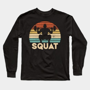 Vintage Weightlifter Barbell Squat Long Sleeve T-Shirt